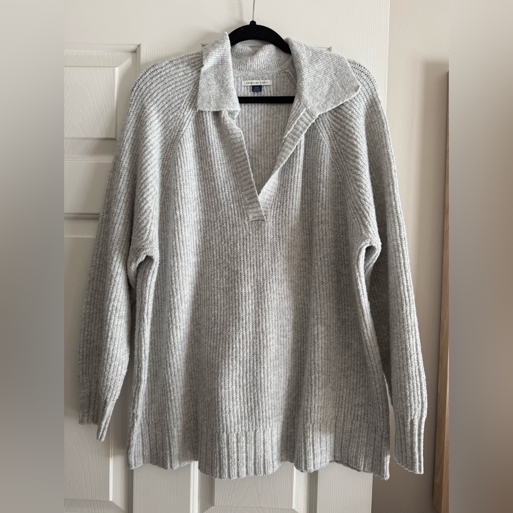 American Eagle Whoa So Soft Oversized Collared Sweater